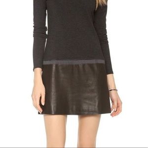 🇮🇹Theory Black Keiran Drop Waist Stretch Wool & Lambskin Mini S